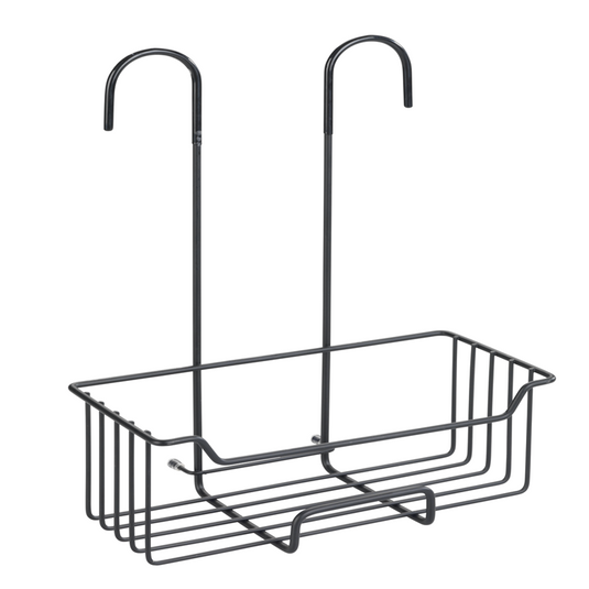 Wenko doucherek milo rvs zwart 25x36cm - zonder boren - doucherekje hangend - douchemand - douchecaddy ophangbaar