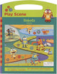 Dam robots speel scene met herbruikbare stickers
