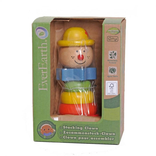 Everearth stapelclown van hout 13 cm groot