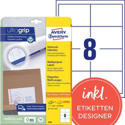 Avery multifunctionele etiketten zweckform 67,7 x 97 mm wit