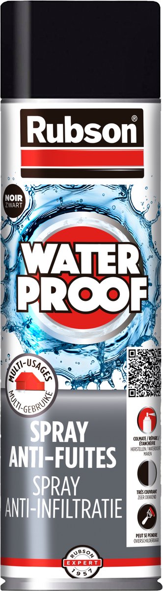 Load image into Gallery viewer, Rubson anti - infiltratie spray 300ml zwart | coating isolatie spray zwart | overschilderbaar repair coating spray | universele toepassing | vloeibaar rubber seal | rubber spray rubber coating.
