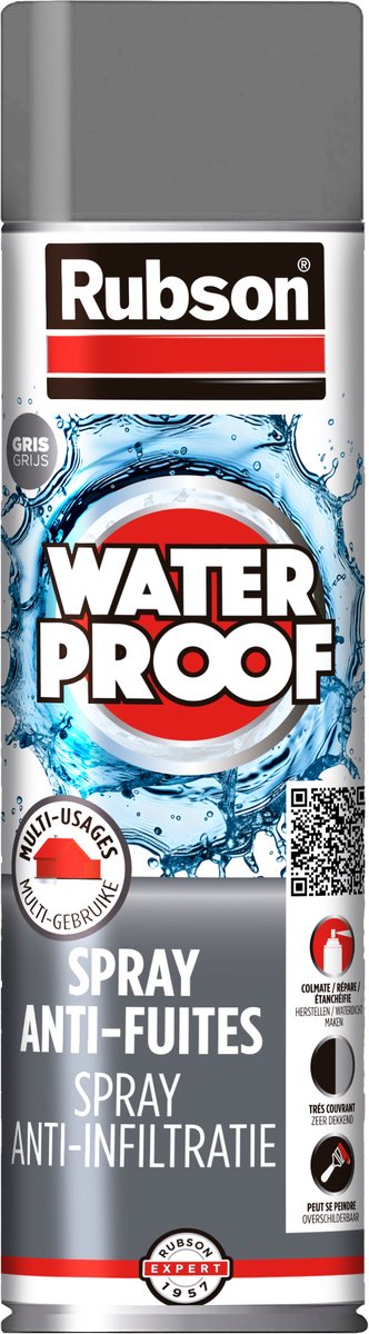 Load image into Gallery viewer, Rubson anti - infiltratie spray 300ml grijs | coating isolatie spray grijs | overschilderbaar repair coating spray | universele toepassing | vloeibaar rubber seal | rubber spray rubber coating.
