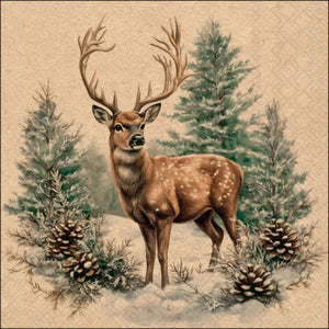 Ambiente servetten winter stag 33x33cm recycled nature papier fsc mix