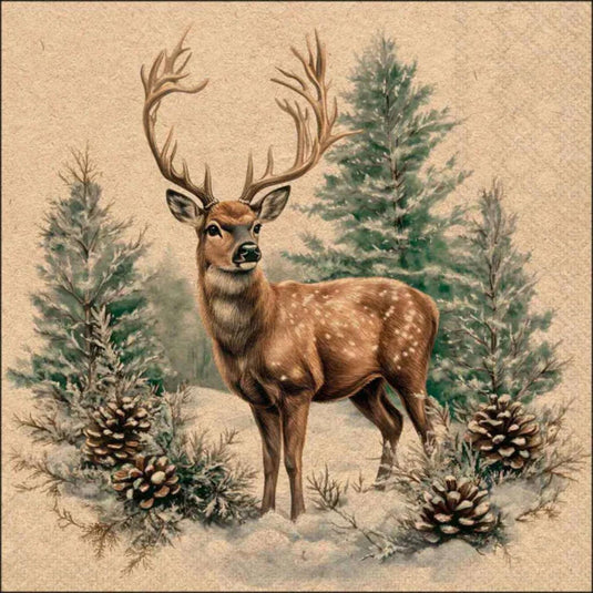 Ambiente servetten winter stag 33x33cm recycled nature papier fsc mix
