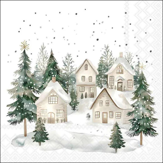 Ambiente servetten snowy houses 25x25cm papier fsc mix