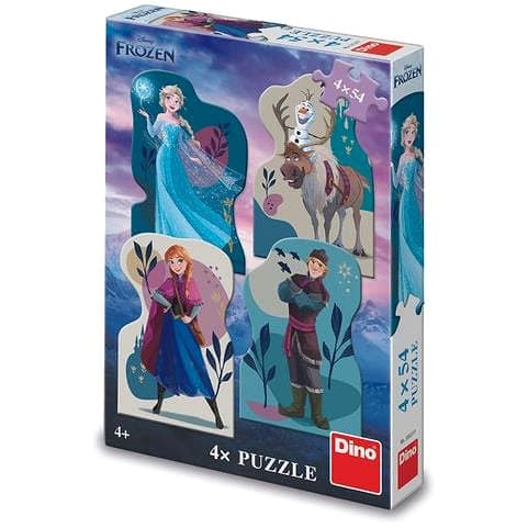 Dinotoys dino puzzel - disney frozen - 4 x 54 stukjes