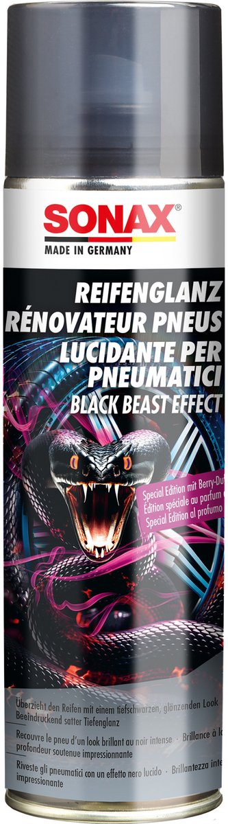 Sonax beast bandenglans - diepzwarte glanzende afwerking - opspuiten, laten inwerken, klaar! - 500ml