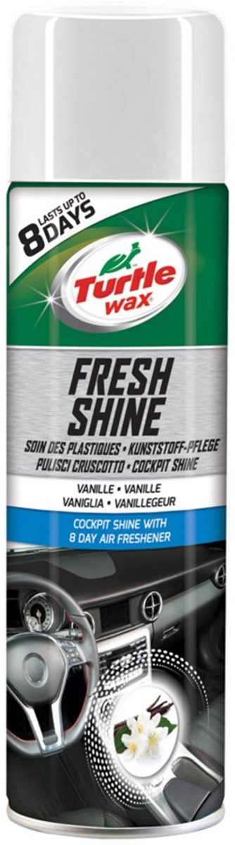 Turtle wax gl fresh shine vanilla – voor alle kunststof interieur onderdelen - werkt reinigend - antistatisch – geeft glans - met heerlijke vanillegeur - 500ml