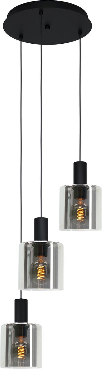 Eglo gorosiba - hanglamp - e27 - ø 41 cm - rookglas - zwart