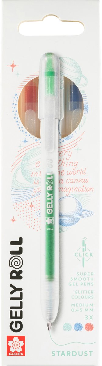 Sakura gelly roll retractable stardust set 3 (rood-blauw-groen)