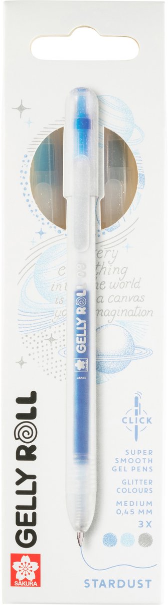 Sakura gelly roll retractable stardust set 3 (hemelsblauw-blauw-zilver)