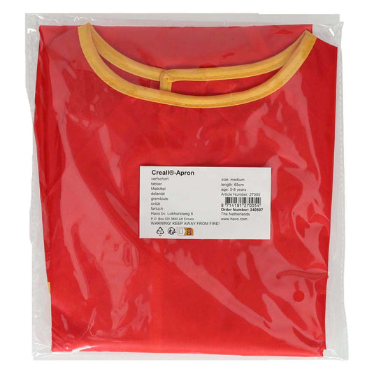 Creall verfschort medium rood – kliederschort - knutselschort - 5-8 jaar - wasbaar - professionele kwaliteit - gebruikt op scholen en kinderdagverblijven