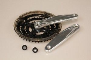 Load image into Gallery viewer, Lasco crankset 24 34 42t zilver zwart verdiept -4mm
