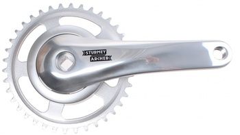 SunRace crankset 38T, 170mm. silver, alumnium, keyless. 95mm cover. 0mm depth