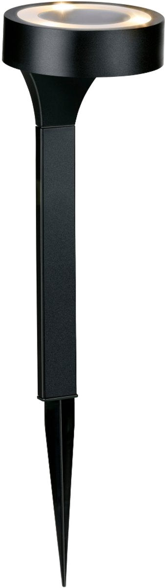Grundig solar tuinlamp - tuinverlichting met warm wit licht op zonne-energie - buitenlamp met grondspies - led solar lamp ip44 - ø10 x 29 cm - zwart
