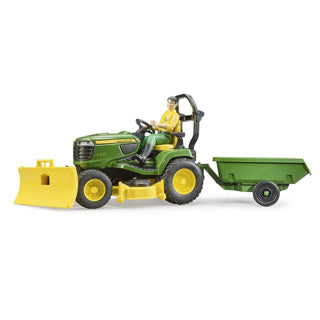 Load image into Gallery viewer, Bruder john deere zitmaaier met aanhanger en tuinman
