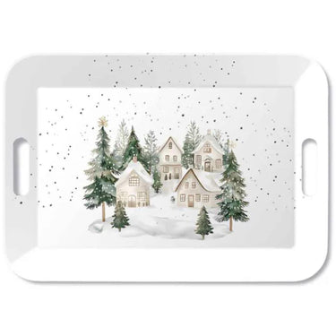 Ambiente dienblad melamine snowy houses 33x47 cm