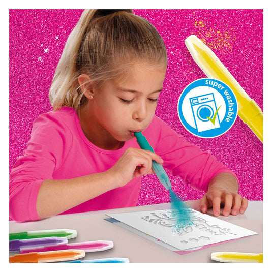 Ses creative - unicorn - blow airbrush pens - knutselen meisjes - 12 kleurkaarten - wasbaar uit kleding - vanaf 5 jaar