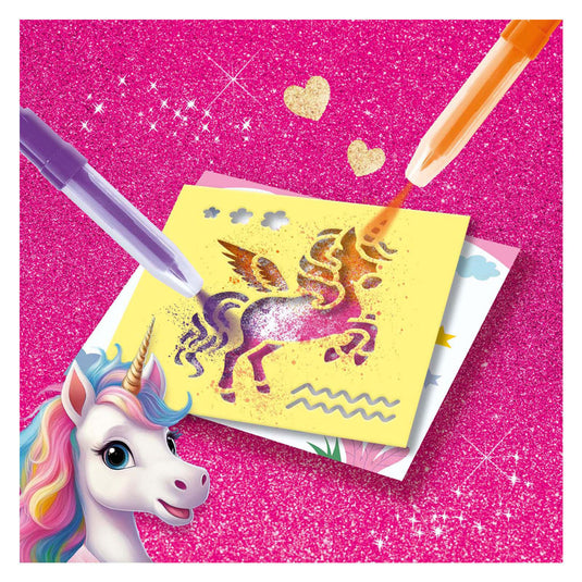 Ses creative - unicorn - blow airbrush pens - knutselen meisjes - 12 kleurkaarten - wasbaar uit kleding - vanaf 5 jaar