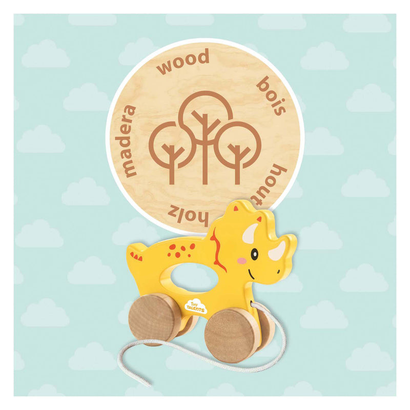 Load image into Gallery viewer, Ses houten trekdier 2 in 1 - triceratops
