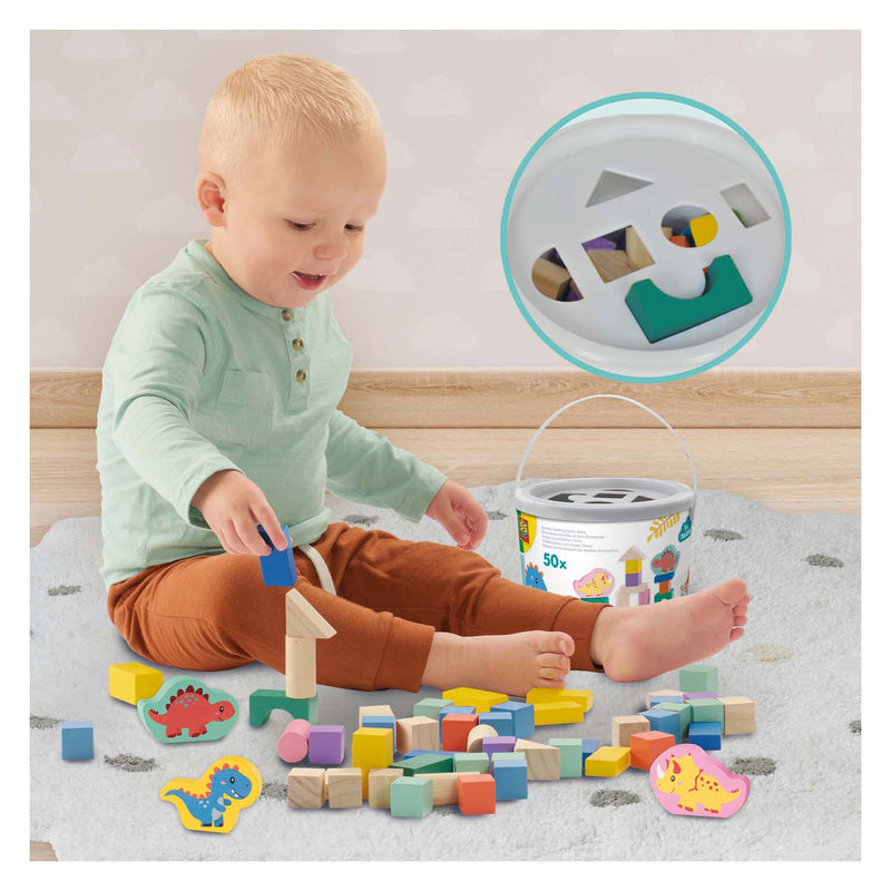 Load image into Gallery viewer, Ses houten bouwblokken dino's, 50st.
