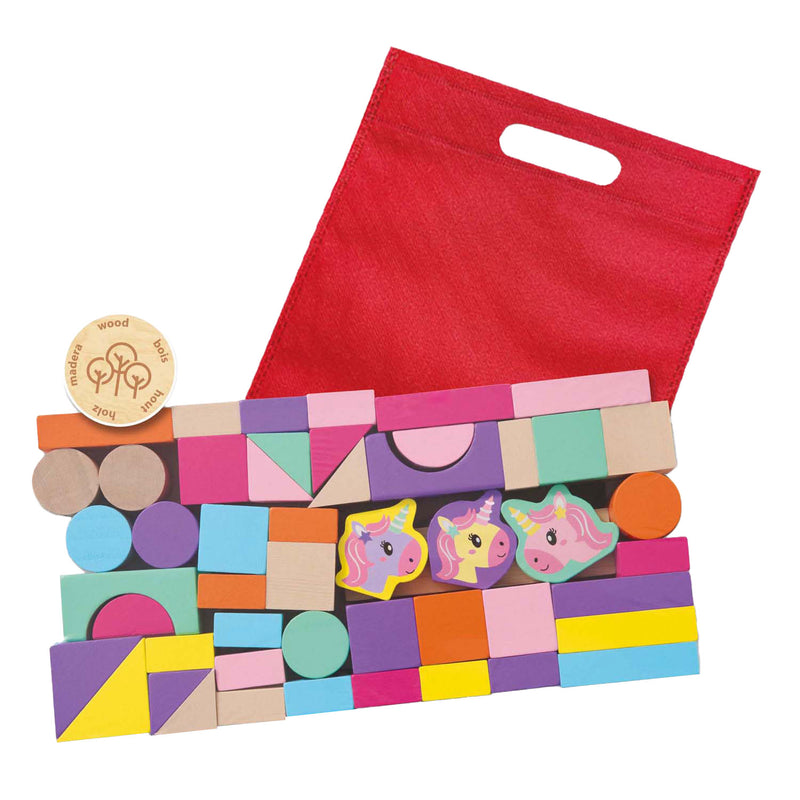 Load image into Gallery viewer, Ses houten bouwblokken eenhoorn, 52st.
