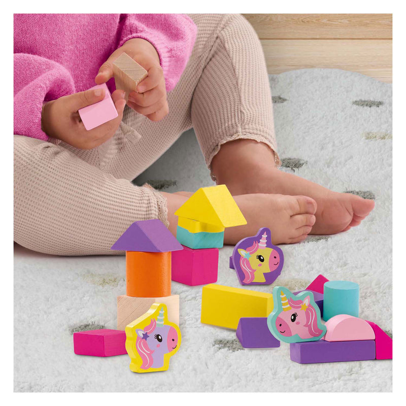 Load image into Gallery viewer, Ses houten bouwblokken eenhoorn, 52st.
