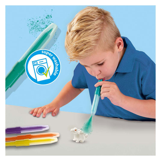 Ses creative 14295 blaasstiften - dinosaurussen - creatieve knutselset voor kinderen vanaf 5 jaar - versier dinosaurussen met blaasstiften - wasbaar en herbruikbaar - perfect voor dinoliefhebbers