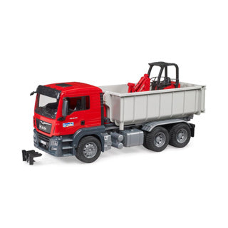 Bruder , miniatuurauto van de man tgs vrachtwagen met container, rood