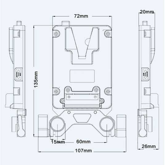 Rolux mini v-mount battery plate rl-ac13s