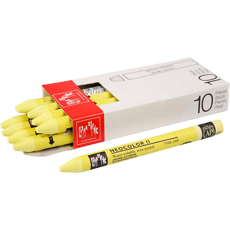 Load image into Gallery viewer, Http: www.cchobby.nl caran-d-ache-neocolor-ii-l-10-cm-dikte-8-5-mm-lemon-yellow-240-10-stuk-1-doos
