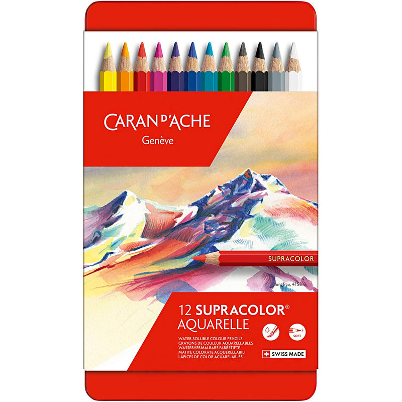 Afbeelding laden in galerijviewer, Https: www.cchobby.nl caran-d-ache-supracolor-ii-aquarelpotloden-l-17-cm-vulling-3-8-mm-diverse-kleuren-12-stuk-1-doos
