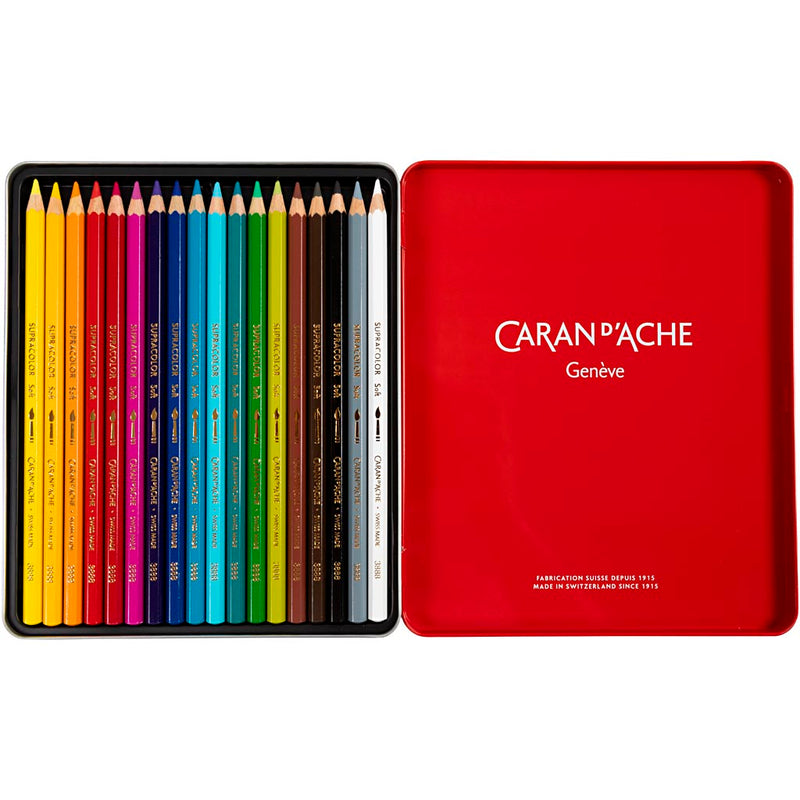 Afbeelding laden in galerijviewer, Https: www.cchobby.nl caran-d-ache-supracolor-ii-aquarelpotloden-l-17-cm-vulling-3-8-mm-diverse-kleuren-18-stuk-1-doos
