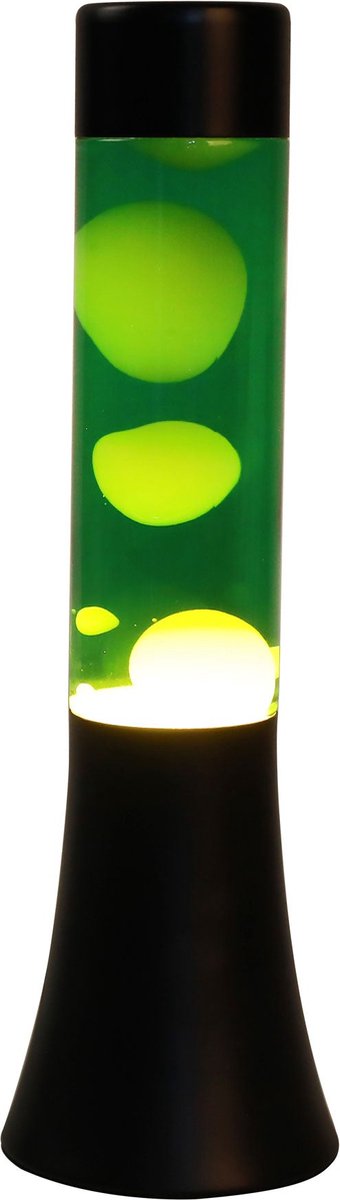 Load image into Gallery viewer, I-total lavalamp - lava lamp - sfeerlamp - 30x9 cm - glas aluminium - 25w - groen met witte lava - zwart - xl2458
