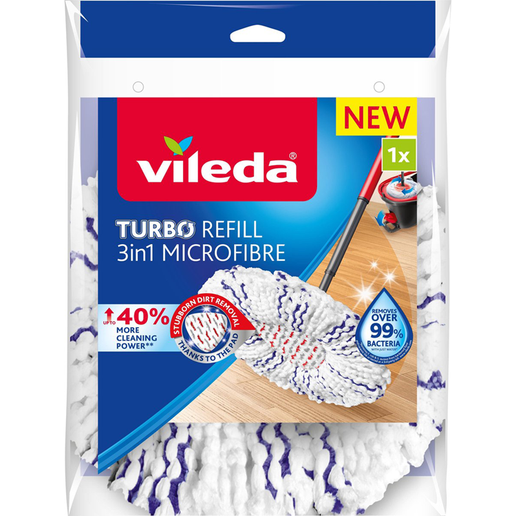 Load image into Gallery viewer, Vileda turbo deep clean vervanging - 1 per verpakking - geschikt voor alle centrifugesystemen van - +40% extra reinigingsvermogen - voor harde vloeren
