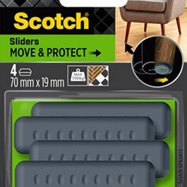 3m 1070687 - scotch® move protect sliderszelfklevend grijs, 70 mmx19 mm | 5 stuks