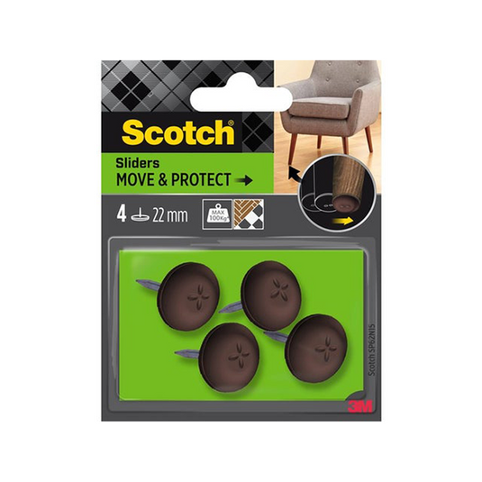 3m 1070695 - scotch® move protect slidersto nail bruin, ø 22 mm, 4 pack | 8 stuks