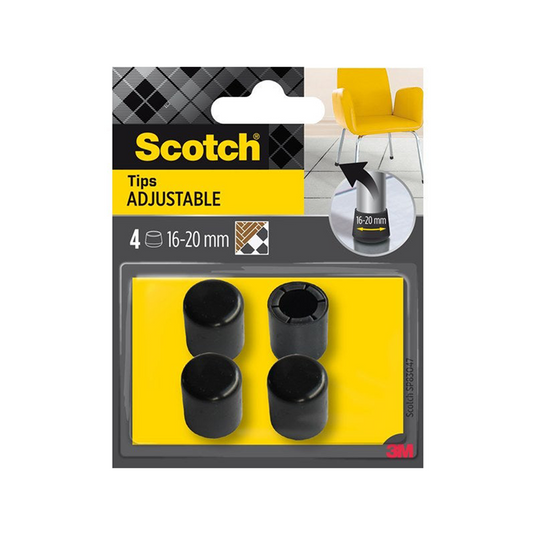 3m 1070706 - scotch® adjustable tips zwart ø 16-20 mm, 4 pack | 7 stuks