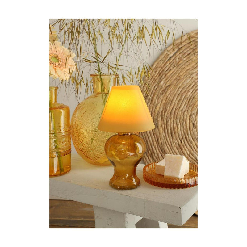 Load image into Gallery viewer, Ideas 4 seasons glazen lamp amber theelichthouder mosterd ã˜9xh16cm
