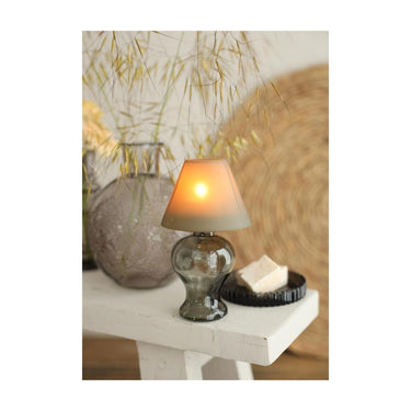 Ideas 4 seasons glazen lamp amber theelichthouder rookgrijs ã˜9xh16cm
