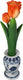 Hd collection kaarsenhouder tulp polyresin 9,5x9x35cm