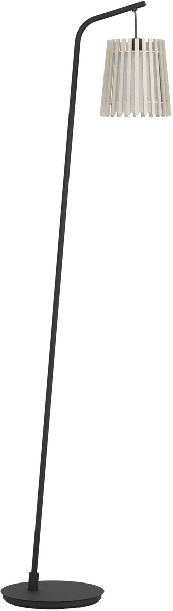 Eglo fattoria vloerlamp - e27 - 170 cm - zwart|bruin|wit - hout |textiel
