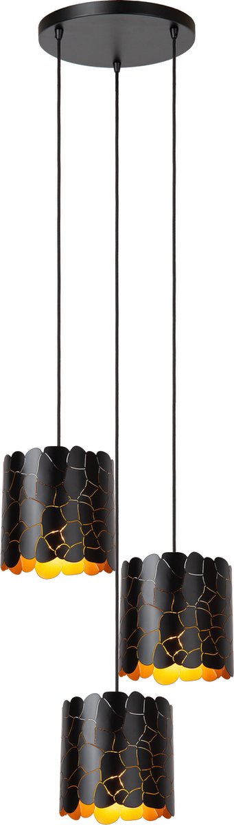 Lucide almelo - hanglamp - 3xe27 - zwart