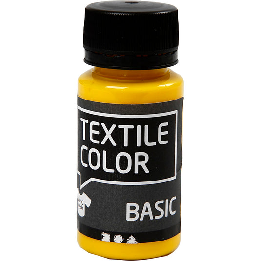 Creativ company textile color semi-dekkende textielverf - primair geel, 50ml