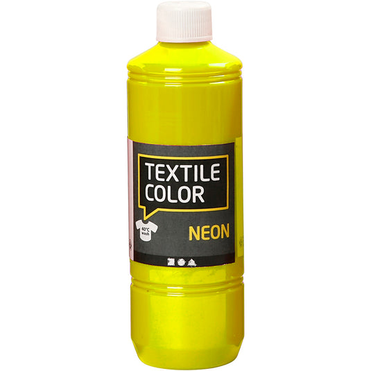 Creativ company textile color semi-dekkende textielverf - neon geel, 500ml