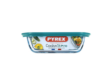 Pyrex cook store vierkante bewaarschaal 25x22x7cm - 2200ml - borosilicate glass