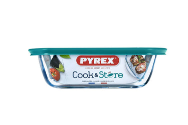 Pyrex cook store rechthoekige bewaarschaal 20x20x8cm - 2500ml - borosilicate glass