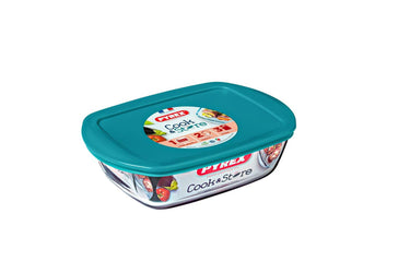 Pyrex cook store rechthoekige bewaarschaal 20x20x8cm - 2500ml - borosilicate glass
