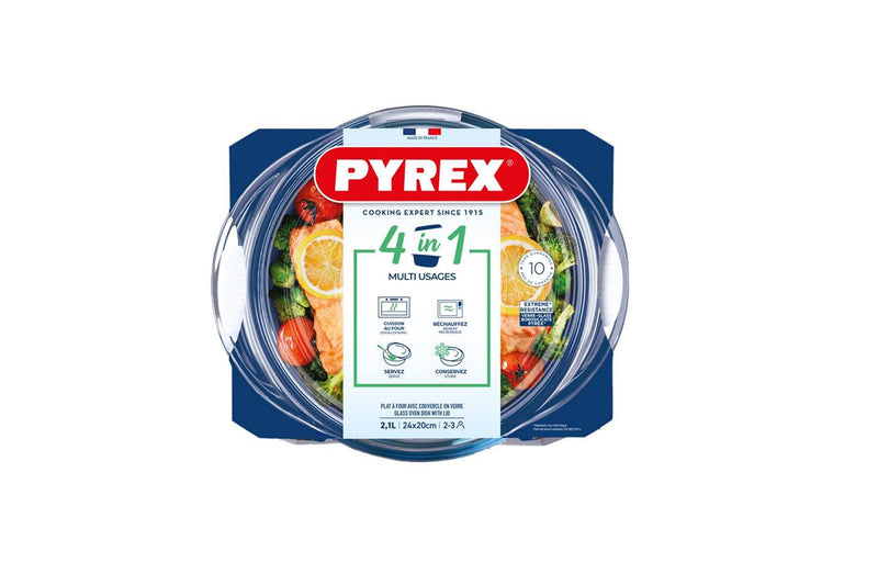 Load image into Gallery viewer, Pyrex ronde ovenschaal met deksel 2,1l
