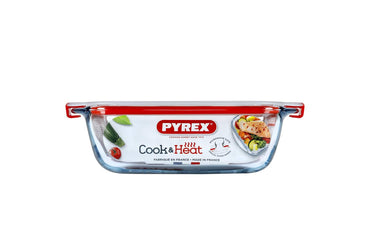 Pyrex cook heat vierkante schaal met deksel 1l 20x17x6cm